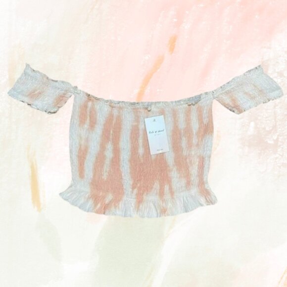Kiwi + Punch Off-Shoulder Smocked Tie-Dye Crop Top NWT Size Large - Picture 1 of 12